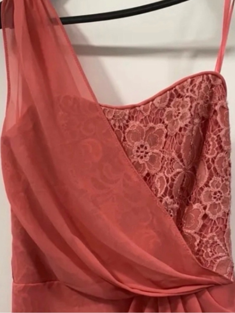 Coral Lace & Chiffon Sleeveless Dress